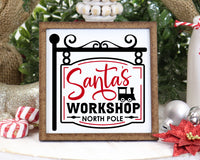 Santa's Workshop Christmas Tier Tray Sign - Sew Lucky Embroidery