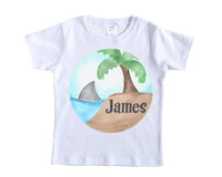 Shark Beach Circle Personalized Shirt - Sew Lucky Embroidery