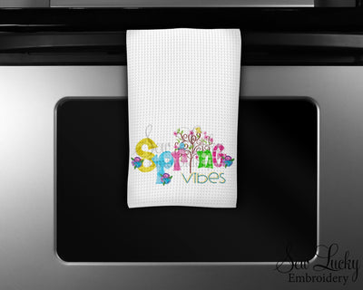 Spring Vibes Waffle Weave Microfiber Kitchen Towel