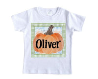 Square Pumpkin Fall Personalized Shirt - Sew Lucky Embroidery