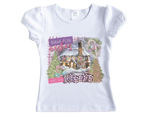 Sugar Plums Wishes & Candy Kisses Girls Christmas Shirt - Sew Lucky Embroidery