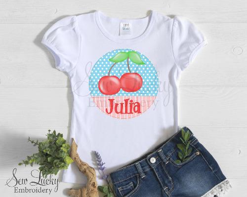 Sweet Cherries Girls Personalized Easter Shirt - Sew Lucky Embroidery