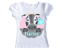 Sweet Girl Cow Personalized Shirt - Sew Lucky Embroidery