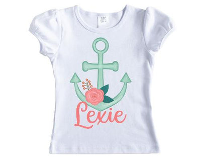 Teal Anchor Girls Personalized Shirt