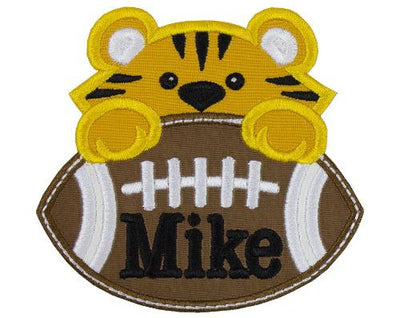 Tiger Football Boy Personalized Sew or Iron on Embroidered Patch