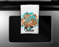 Turkey Personalized Kitchen Towel - Waffle Weave Towel - Microfiber Towel - Kitchen Decor - House Warming Gift - Sew Lucky Embroidery