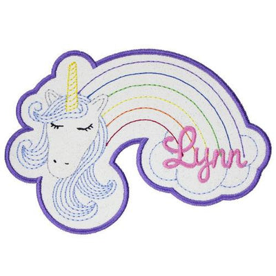 Unicorn Rainbow Name Sew or Iron on Embroidered Patch