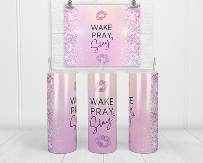 Wake Pray Slay 20 oz Insulated Tumbler with Lid and Straw