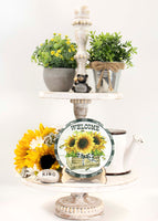 Welcome Sunflower Tray Sign and Stand - Sew Lucky Embroidery