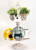 Welcome to the Farm Tray Sign and Stand - Sew Lucky Embroidery