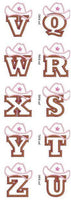 Western Number or Letter in Blue with Black Hat Patch - Sew Lucky Embroidery