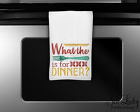 What the Fork is for dinner Kitchen Towel - Waffle Weave Towel - Microfiber Towel - Kitchen Decor - House Warming Gift - Sew Lucky Embroidery