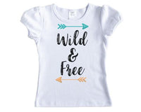 Wild and Free Girls Shirt - Sew Lucky Embroidery