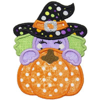 Witch Pumpkin Peeker Monogram Patch - Sew Lucky Embroidery