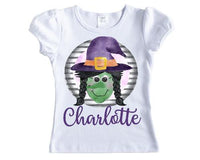 Witch with Purple Hat Halloween Personalized Shirt - Sew Lucky Embroidery