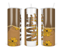 Boho Floral Personalized 20oz Insulated Tumbler with Lid and Straw - Sew Lucky Embroidery
