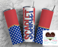 American Flag Personalized 20oz Insulated Tumbler with Lid and Straw - Sew Lucky Embroidery