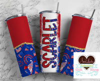Fourth of July Gnome Personalized 20oz Insulated Tumbler with Lid and Straw - Sew Lucky Embroidery