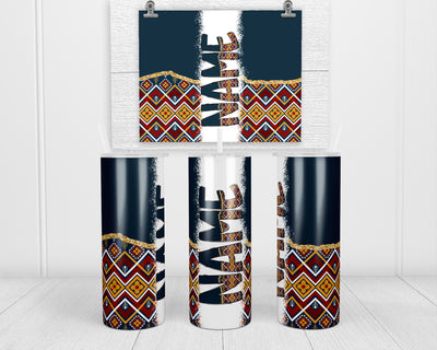 Navy Aztec Personalized 20oz Insulated Tumbler with Lid and Straw