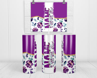 Purple Floral Personalized 20oz Insulated Tumbler with Lid and Straw