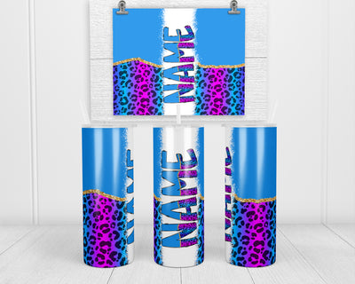 Rainbow Leopard Personalized 20 oz insulated tumbler with lid and straw
