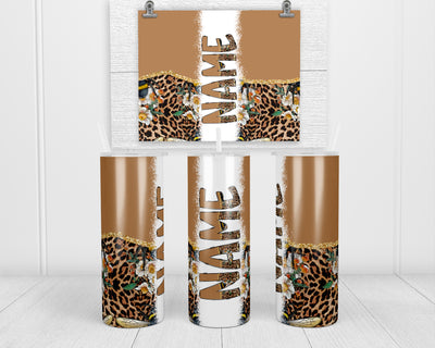 Leopard Floral Personalized 20oz Insulated Tumbler with Lid and Straw