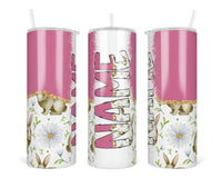 Spring Bunnies Personalized 20 oz insulated tumbler with lid and straw - Sew Lucky Embroidery