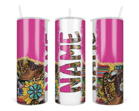 Country Pink Personalized 20oz Insulated Tumbler with Lid and Straw - Sew Lucky Embroidery
