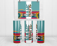 Teal Boho 20 oz insulated tumbler with lid and straw - Sew Lucky Embroidery