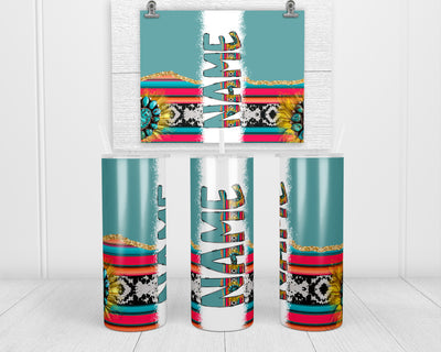 Teal Boho 20 oz insulated tumbler with lid and straw