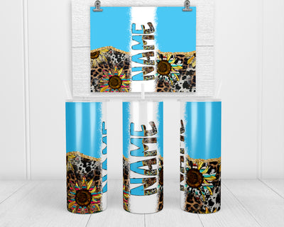 Boho Sunflower Animal Print 20 oz insulated tumbler with lid and straw