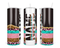 Black Boho Personalized 20oz Insulated Tumbler with Lid and Straw - Sew Lucky Embroidery
