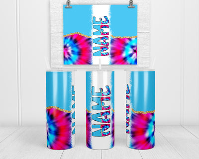 Tie Dye Personalized 20oz Insulated Tumbler with Lid and Straw