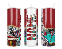 American Boho Personalized 20oz Insulated Tumbler with Lid and Straw - Sew Lucky Embroidery
