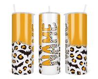 Bat Leopard Personalized 20oz Insulated Tumbler with Lid and Straw - Sew Lucky Embroidery