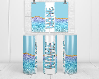 Blue Ombre Personalized 20oz Insulated Tumbler with Lid and Straw