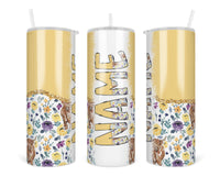 Highland Cows Yellow Personalized 20oz Insulated Tumbler with Lid and Straw - Sew Lucky Embroidery