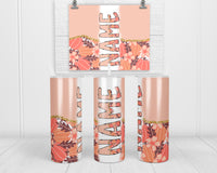 Fall Flowers and Pumpkins Personalized 20oz Insulated Tumbler with Lid and Straw - Sew Lucky Embroidery