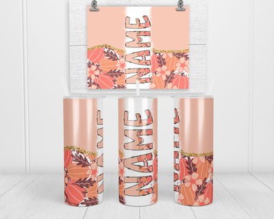 Fall Flowers and Pumpkins Personalized 20oz Insulated Tumbler with Lid and Straw