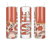 Rainbows and Skulls Personalized 20oz Insulated Tumbler with Lid and Straw - Sew Lucky Embroidery