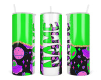 Green Alien Personalized 20oz Insulated Tumbler with Lid and Straw - Sew Lucky Embroidery