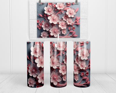 3D All Pink Blossoms 20 oz insulated tumbler with lid and straw
