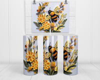 3D Bee 20 oz insulated tumbler with lid and straw - Sew Lucky Embroidery