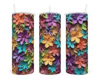 3D Bold Mini Floral 20 oz insulated tumbler with lid and straw - Sew Lucky Embroidery