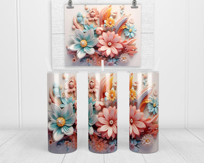 3D Bright Floral Mix 20 oz insulated tumbler with lid and straw