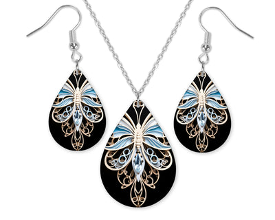 3D Butterfly Earrings and Necklace Set