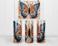 Butterfly 3D 20 oz insulated tumbler with lid and straw - Sew Lucky Embroidery
