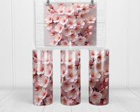 3D Cherry Blossoms 20 oz insulated tumbler with lid and straw - Sew Lucky Embroidery