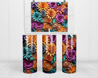 3D Colorful Roses Mix 20 oz insulated tumbler with lid and straw - Sew Lucky Embroidery