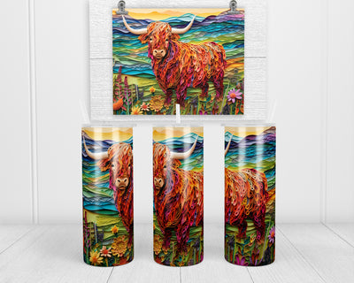 3D Cow 20 oz insulated tumbler with lid and straw